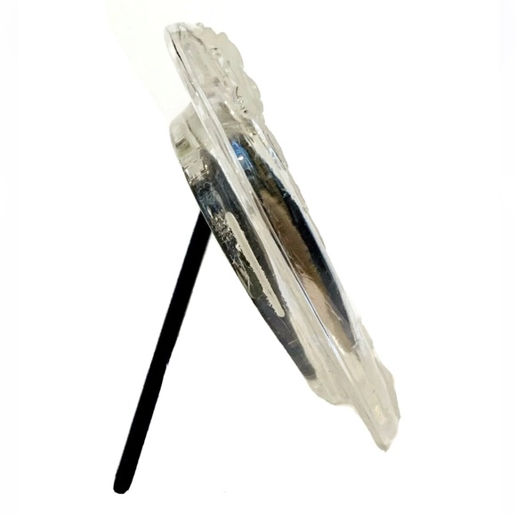 Vintage 24% Lead Crystal Photo Frame Heart Etched Flowers Clear Wedding Picture - Picture 5 of 11